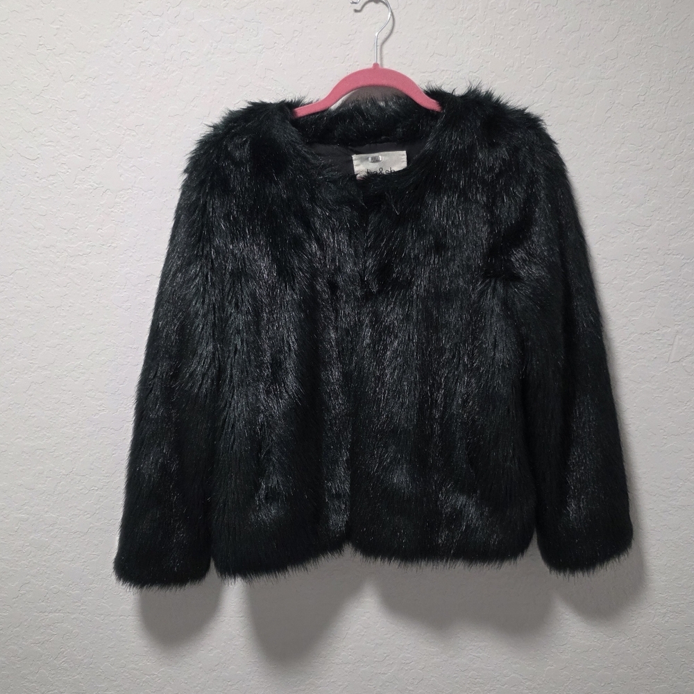 ba&sh Dark Green /black Faux Fur Coat